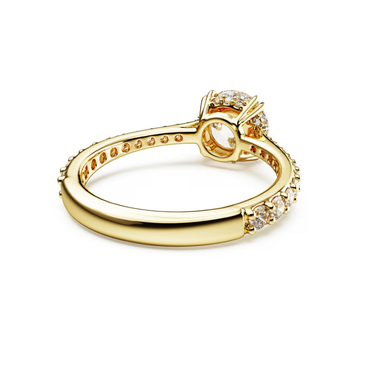 Stilla cocktail ring Round cut, Pavé, White, Gold-tone plated